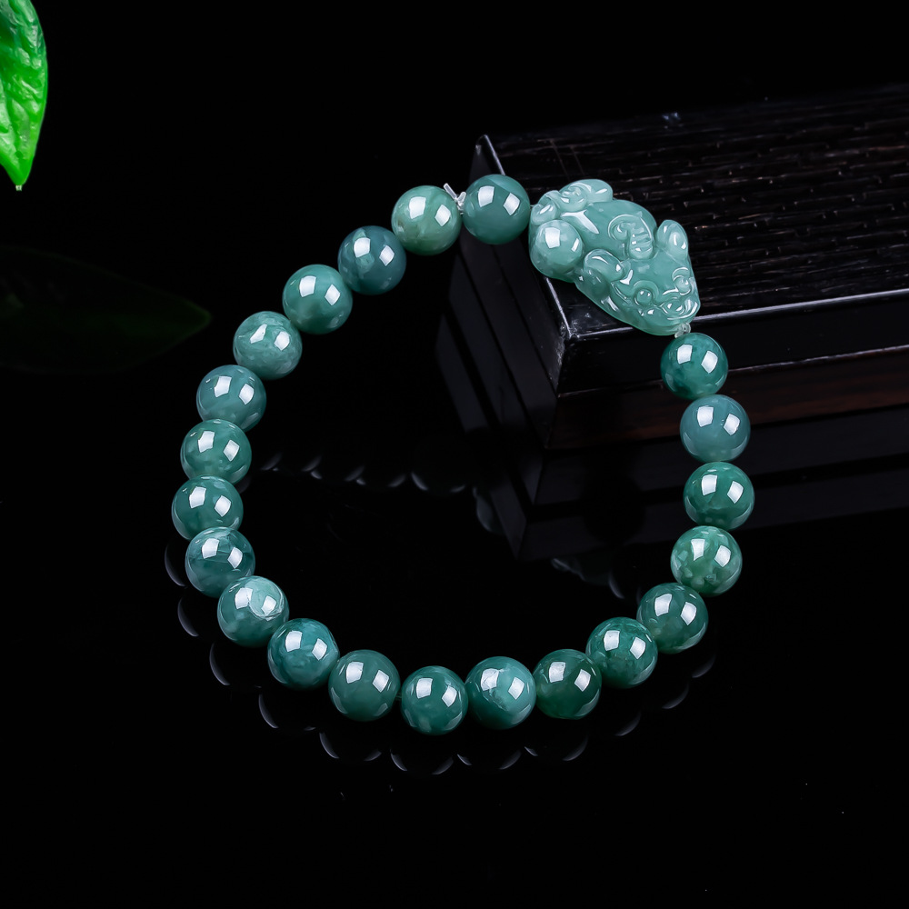 Jewelry Making Jewelry - Pulsera Pixiu de jadeíta birmana natural,