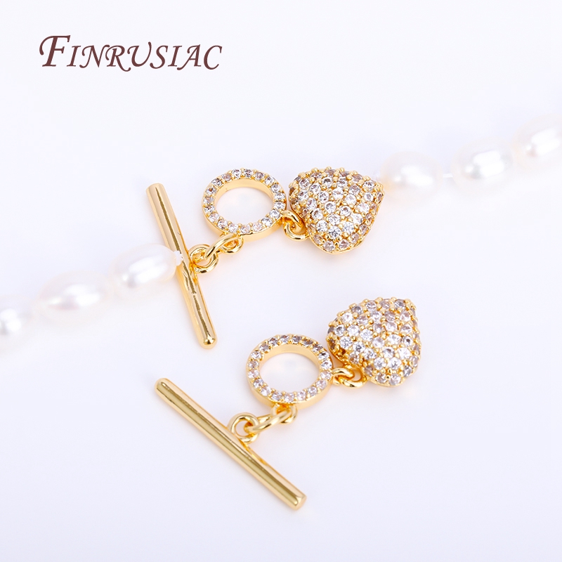 Toggle Clasp Gold - Broche OT de circonita con incrustaciones,